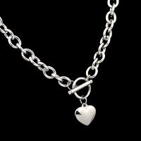 Stainless Steel Jewelry Necklace, 304 Stainless Steel, Heart, plated, fashion jewelry, silver color cm 