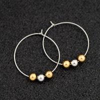 Stainless Steel Hoop Earring, 304 Stainless Steel, Round, plated, fashion jewelry, golden 