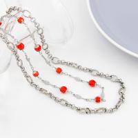 Stainless Steel Jewelry Necklace, 304 Stainless Steel, with Lampwork, plated, fashion jewelry, silver color cm 
