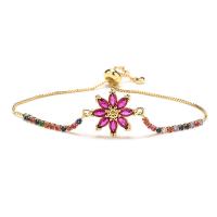Cubic Zirconia Micro Pave Brass Bracelet, Flower, plated, fashion jewelry & micro pave cubic zirconia 25mm cm [