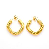 Titanium Steel Earrings, real gold plated, fashion jewelry & for woman 