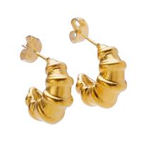 Titanium Steel Earrings, real gold plated, fashion jewelry & for woman 