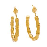 Titanium Steel Earrings, Bamboo, 18K gold plated, fashion jewelry & for woman 