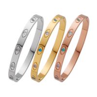 Titanium Steel Bangle, Vacuum Ion Plating, micro pave cubic zirconia & for woman 6mm, Inner Approx 58mm 