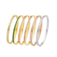 Titanium Steel Bangle, Vacuum Ion Plating, micro pave cubic zirconia & for woman 4mm, Inner Approx 58mm 