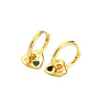 Sterling Silver Drop Earring, 925 Sterling Silver, Heart, plated, for woman & enamel & with rhinestone 10mm, 8.7mm 