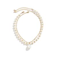 Plastic Pearl Necklace, Zinc Alloy, with Plastic Pearl, with 7cm extender chain, gold color plated, 2 pieces & fashion jewelry & for woman Approx 35 cm 