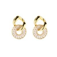 Cubic Zirconia Micro Pave Brass Earring, gold color plated, micro pave cubic zirconia & for woman [