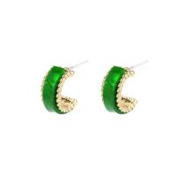 Brass Stud Earring, gold color plated, fashion jewelry & for woman, green [