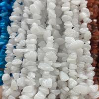 Jade White Bead, Nuggets, polished, DIY, white Approx 80 cm [