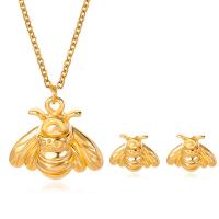 Fashion Zinc Alloy Jewelry Sets, Stud Earring & necklace, with 1.97inch extender chain, Bee, gold color plated, 2 pieces & fashion jewelry & for woman, 10mm Approx 18.9 Inch [