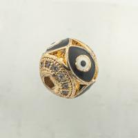 Mode Evil Eye Perlen, Messing, Hohe Qualität Gold Farbe Überzeug, DIY & Micro pave Zirkonia, 10x10x10mm, Bohrung:ca. 0.1mm, verkauft von PC
