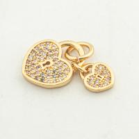 Cubic Zirconia Micro Pave Brass Pendant, Heart, high quality gold color plated, DIY & micro pave cubic zirconia Approx 0.3mm [