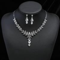 Rhinestone Zinc Alloy Jewelry Set, Stud Earring & necklace, with 1.97inch extender chain, plated, 2 pieces & fashion jewelry & for woman & with rhinestone 55mm,40mm Approx 15.75 Inch 