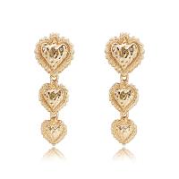 Zinc Alloy Drop Earring, Heart, gold color plated, fashion jewelry & for woman, golden 
