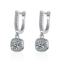 Cubic Zirconia Micro Pave Brass Earring, Geometrical Pattern, platinum plated, micro pave cubic zirconia & for woman, 24mm [