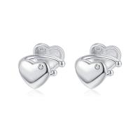 Cubic Zirconia Micro Pave Brass Earring, Heart, plated, micro pave cubic zirconia & for woman 10mm [