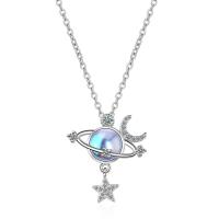Cubic Zircon Micro Pave Brass Necklace, with Sea Opal, with 1.4inch extender chain, platinum plated, oval chain & micro pave cubic zirconia & for woman & hollow Approx 15.7 Inch 