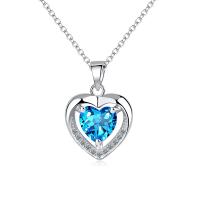 Cubic Zircon Micro Pave Brass Necklace, with 2inch extender chain, Heart, platinum plated, oval chain & micro pave cubic zirconia & for woman & hollow Approx 15.7 Inch 