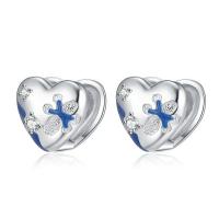 Cubic Zirconia Micro Pave Brass Earring, Heart, platinum plated, micro pave cubic zirconia & for woman & epoxy gel [