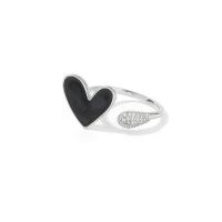 Cubic Zirconia Micro Pave Brass Finger Ring, fashion jewelry & micro pave cubic zirconia & for woman & enamel, black 