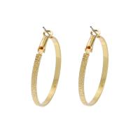 boucles d'oreilles cerceau en alliage zinc, fer, Placage de couleur d'or, bijoux de mode & pour femme, 35mm, Vendu par paire
