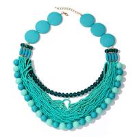Glass Seed Beads Necklace, Acrylic, with Glass Beads & Seedbead, with 6cm extender chain, fashion jewelry & for woman, blue Approx 54 cm 