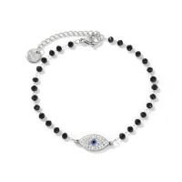 Evil Eye Jewelry Bracelet, 304 Stainless Steel, with Crystal, with 4cm extender chain, fashion jewelry & micro pave cubic zirconia & for woman Approx 16 cm 