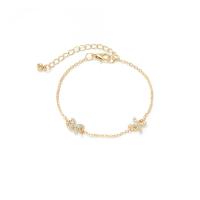 Zinc bracelets en strass en alliage , alliage de zinc, avec 2.36inch chaînes de rallonge, Placage de couleur d'or, bijoux de mode & pour femme & avec strass Environ 6.69 pouce, Vendu par PC