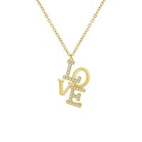 Rhinestone Brass Necklace, with 1.97inch extender chain, Alphabet Letter, gold color plated, fashion jewelry & for woman & with rhinestone Approx 15.74 Inch [