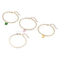 Zinc Alloy Anklet, with Acrylic, with 5cm extender chain, gold color plated, 4 pieces & fashion jewelry & for woman, multi-colored cm 