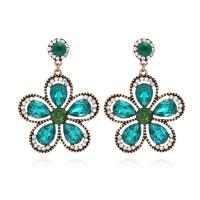 Zinc Alloy Rhinestone Drop Earring, fashion jewelry & for woman & with rhinestone, two different colored 