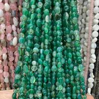Perle agate verte naturelle, pepite, poli, DIY, vert Environ 40 cm, Vendu par brin