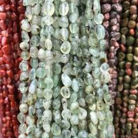 Prehnit-Perlen, Prehnit, Klumpen, poliert, DIY, grün, 5-9mm, Länge:ca. 38-40 cm, verkauft von Strang