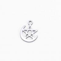 Stainless Steel Star Pendant, 304 Stainless Steel, Moon and Star, Vacuum Ion Plating, DIY & hollow 
