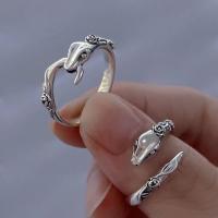 Brass Ring Set, Snake, antique silver color plated, 2 pieces & fashion jewelry & for woman, 17mm 