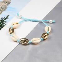 Dyed Shell Bracelet, with Wax Cord, handmade, fashion jewelry & Unisex Approx 17-25 cm [