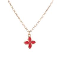 Zinc Alloy Necklace, with 1.96inch extender chain, Four Leaf Clover, fashion jewelry & for woman & enamel Approx 15.74 Inch 