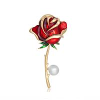 Enamel Brooch, Zinc Alloy, with Plastic Pearl, Rose, fashion jewelry & for woman 