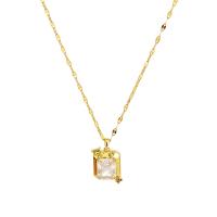 Cubic Zircon Micro Pave Brass Necklace, with 2.36inch extender chain, gold color plated, fashion jewelry & micro pave cubic zirconia & for woman, golden Approx 15.75 Inch [