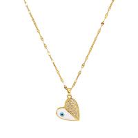 Rhinestone Brass Necklace, with 2.36inch extender chain, Heart, gold color plated, for woman & enamel & with rhinestone, golden Approx 15.75 Inch 