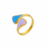 Enamel Stainless Steel Finger Ring, 304 Stainless Steel, plated, fashion jewelry & for woman, golden 