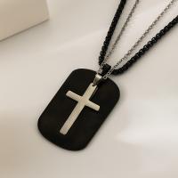 Couple Stainless Steel Necklace, 304 Stainless Steel, with 1.97inch,2.36inch extender chain, Cross, polished, 2 pieces & fashion jewelry & Unisex Approx 22.83 Inch, Approx 18.11 Inch 