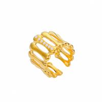 Stainless Steel Finger Ring, 304 Stainless Steel, with Plastic Pearl, plated, fashion jewelry & Unisex, golden 