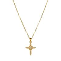 Rhinestone Zinc Alloy Necklace, with 2.36inch extender chain, Cross, KC gold color plated, fashion jewelry & for woman & with rhinestone, golden Approx 15.75 Inch [