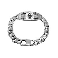 Stainless Steel Chain Bracelets, 316L Stainless Steel, Skull, polished, for man & with rhinestone, original color, 17.1mm,9.4mm Approx 225 mm 