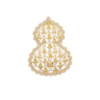 Cubic Zirconia Brooch, Brass, Calabash, gold color plated, fashion jewelry & micro pave cubic zirconia & for woman 