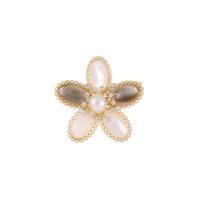 Shell Brooch, Brass, with Pearl Oyster, Flower, gold color plated, fashion jewelry & micro pave cubic zirconia & for woman 