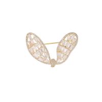 Cubic Zirconia Brooch, Brass, gold color plated, fashion jewelry & micro pave cubic zirconia & for woman 