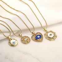 Evil Eye Jewelry Necklace, Brass, with 5cm extender chain, plated, fashion jewelry & micro pave cubic zirconia & enamel cm [
